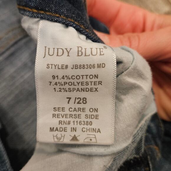 Judy Blue Jeans Womens Size 7 / 28 Thermal Patch Boyfriend Distressed Ankle Crop - Picture 10 of 11